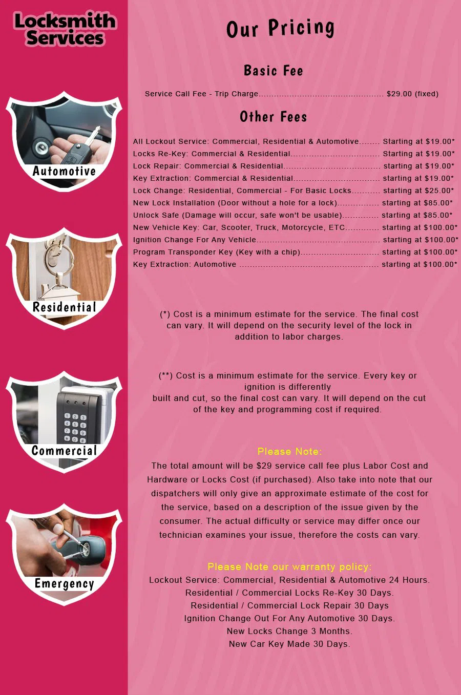 Manville NJ Locksmith Store Manville, NJ 908-291-2053 - price-list-c-18